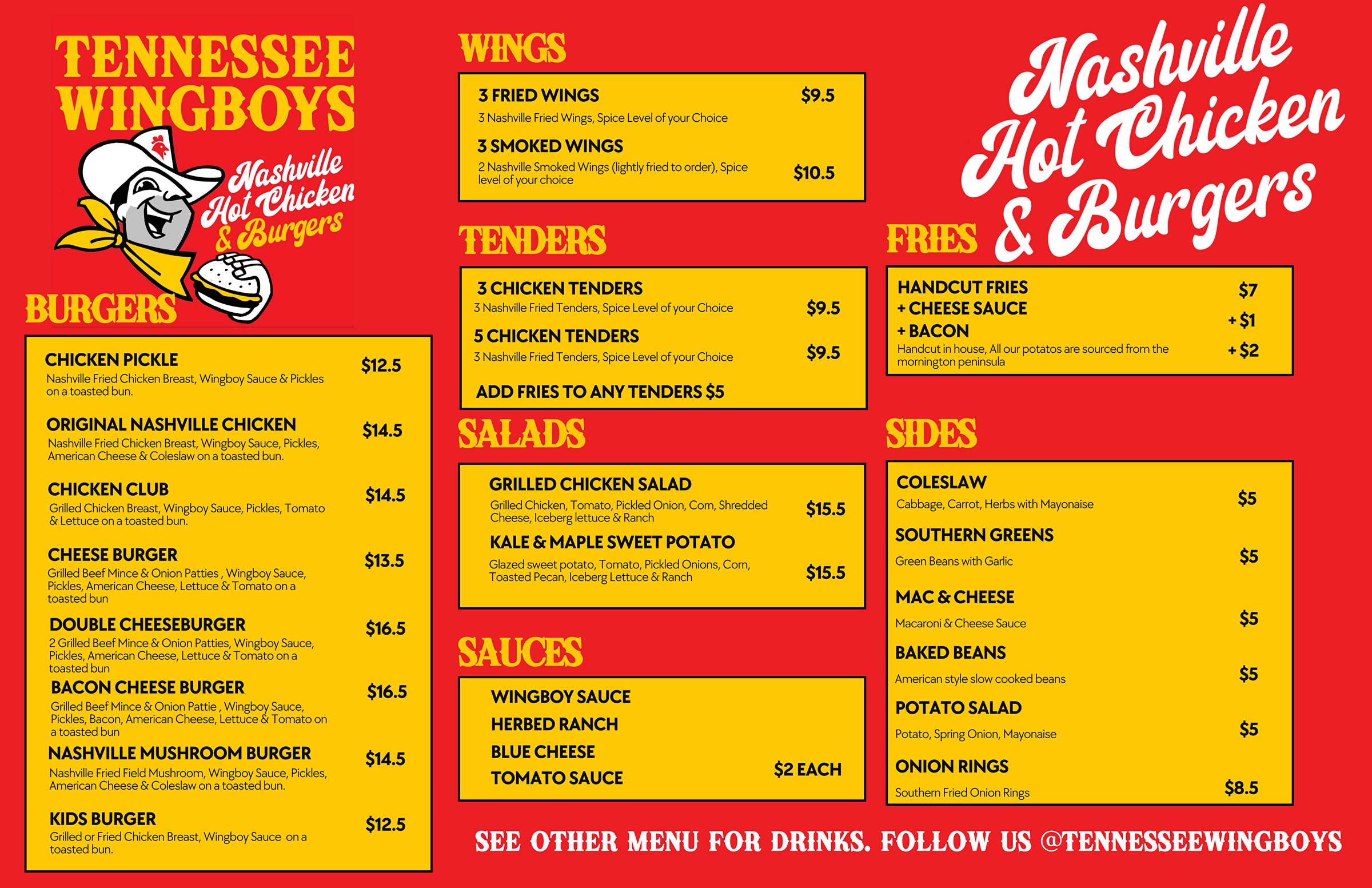 Menu Tennessee Wingboys